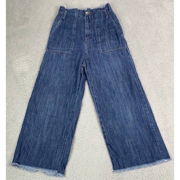 W Closet Jeans Womens Size 24 Inch Waist Elastic Waist Cotton High Rise Wide Leg - Picture 1 of 11